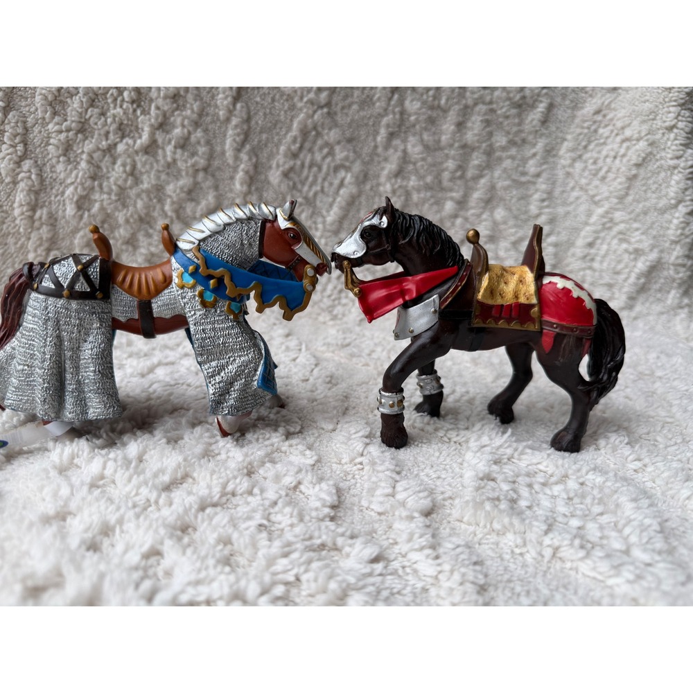 Papo Medieval Knight War Horse Figurines Set 2006 2007 Armored Barding Toys